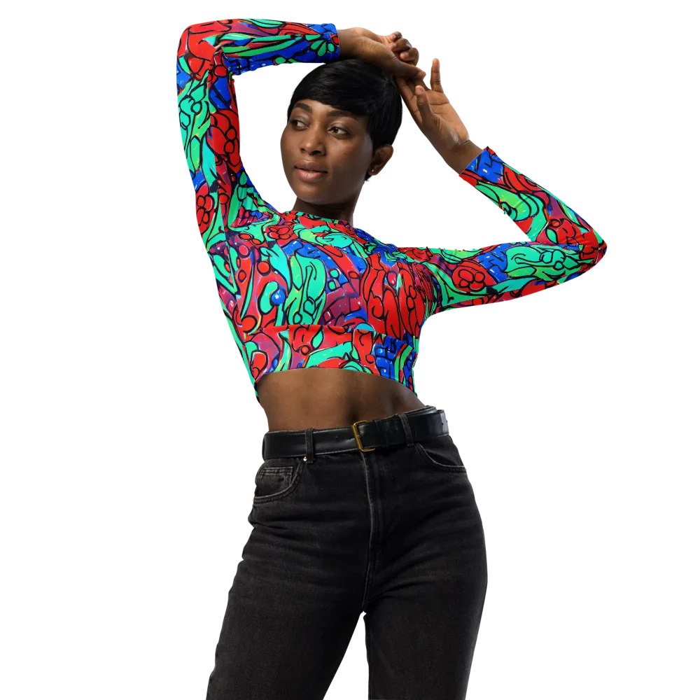 Hypercolor Habitat on Long Sleeve Crop Top — Front