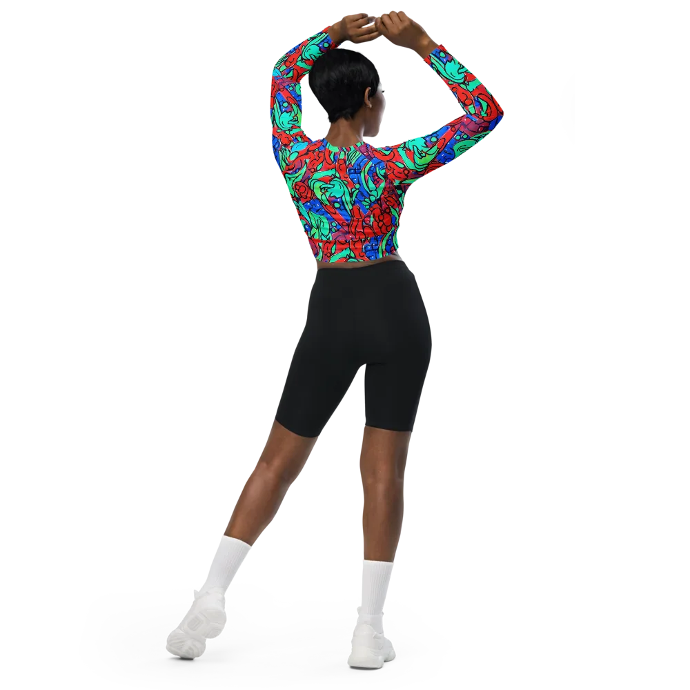 Hypercolor Habitat on Long Sleeve Crop Top — Back