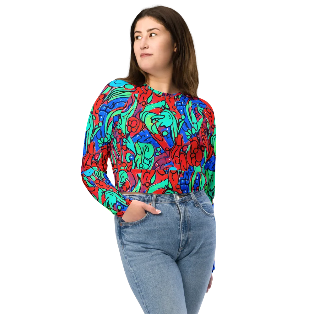 Hypercolor Habitat on Long Sleeve Crop Top — Front