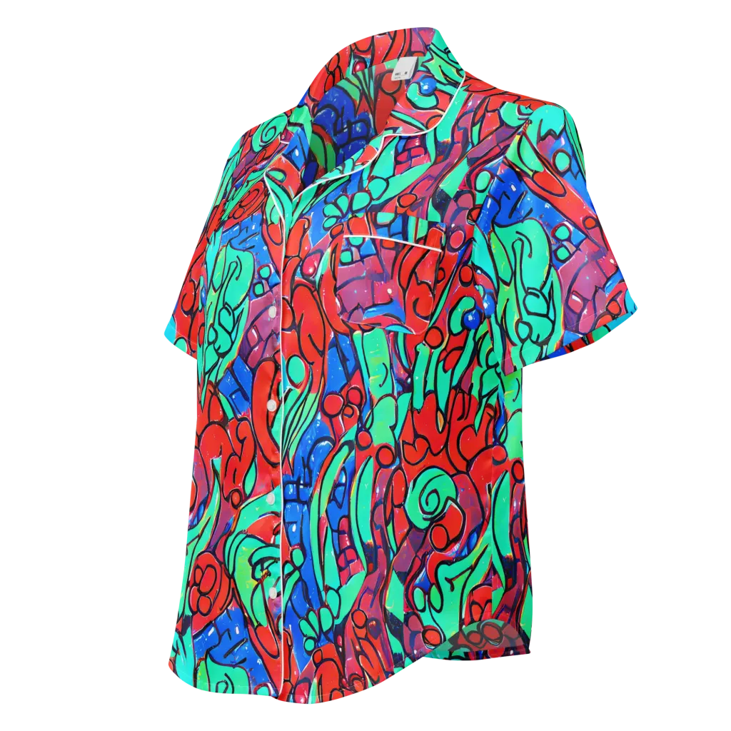 Hypercolor Habitat on Women's Short Sleeve Pajama Top — Left Front