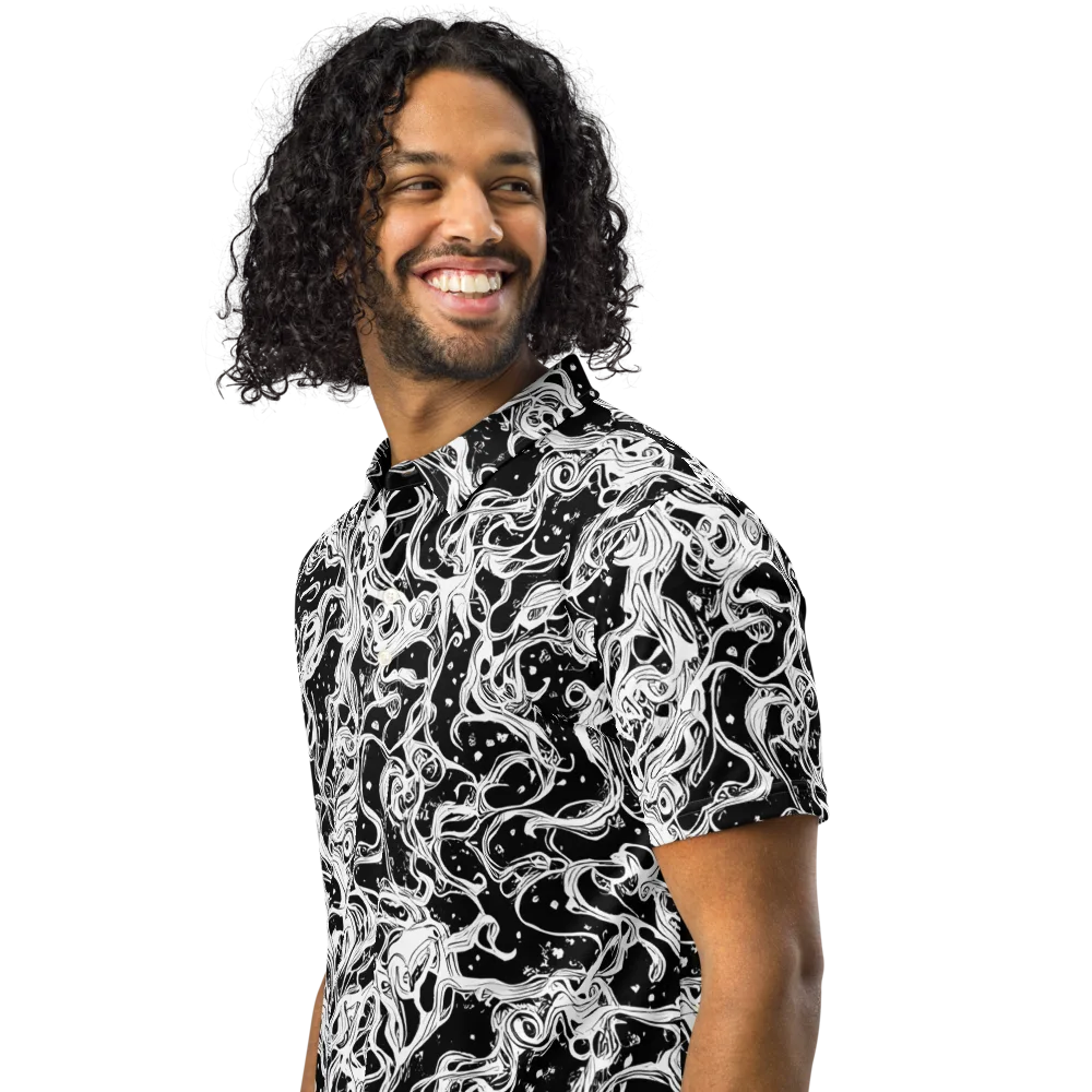 Sonic Smoke on Men's Slim Fit Polo Shirt — Left Front