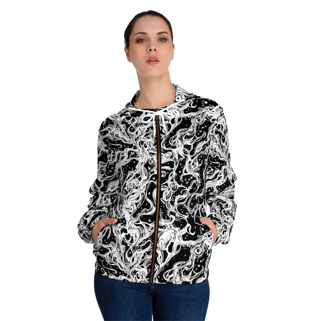 Sonic Smoke on Women's Full-Zip Hoodie — Front On Person