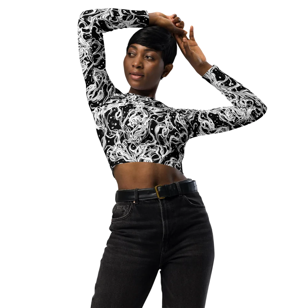Sonic Smoke on Long Sleeve Crop Top — Front