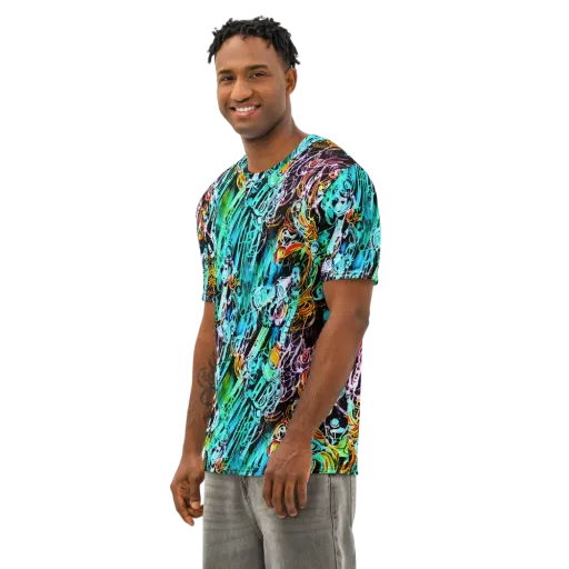Color After Dark on a Men's Cotton Crew Neck T-Shirt