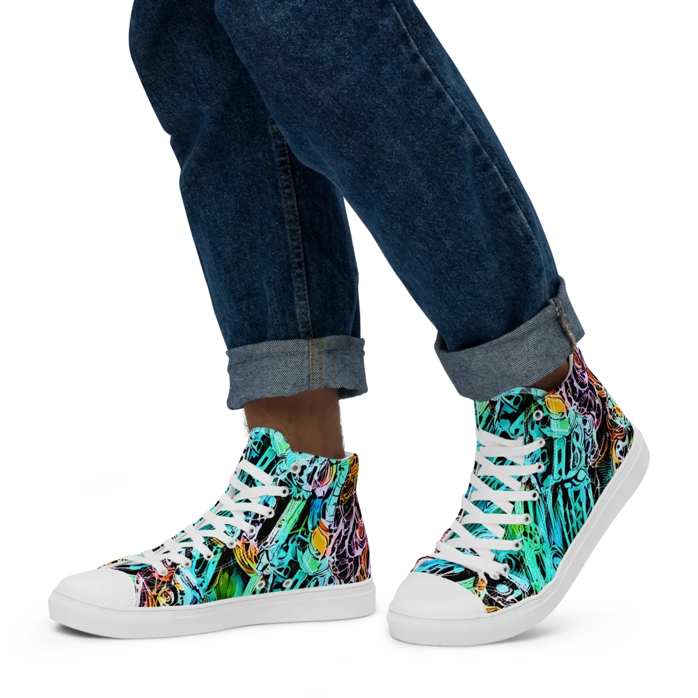 Color After Dark on Men's High Top Canvas Shoes — Left