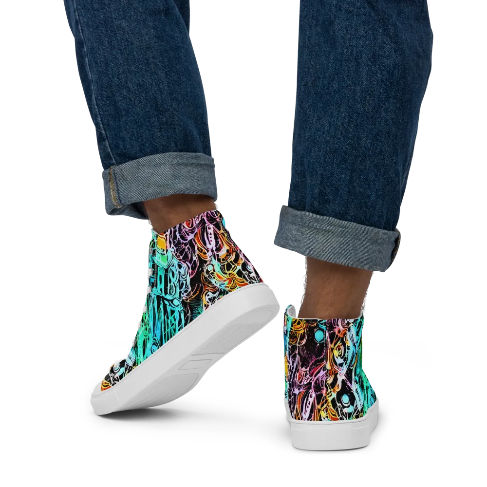 Color After Dark on Men's High Top Canvas Shoes — Back