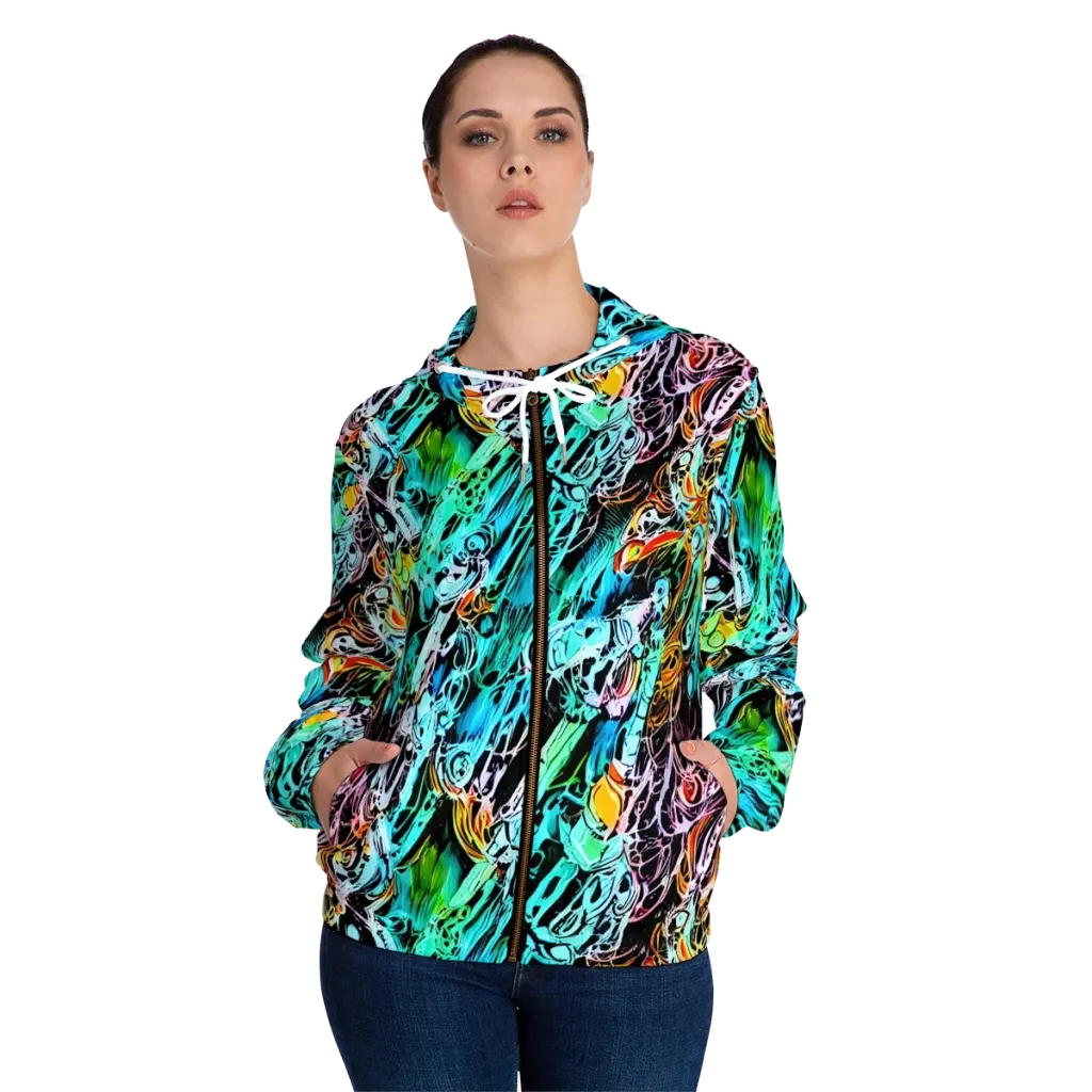 Color After Dark on Women's Full-Zip Hoodie — Front On Person