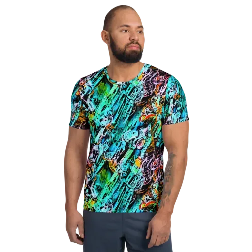 Color After Dark on a Men's Athletic T-Shirt