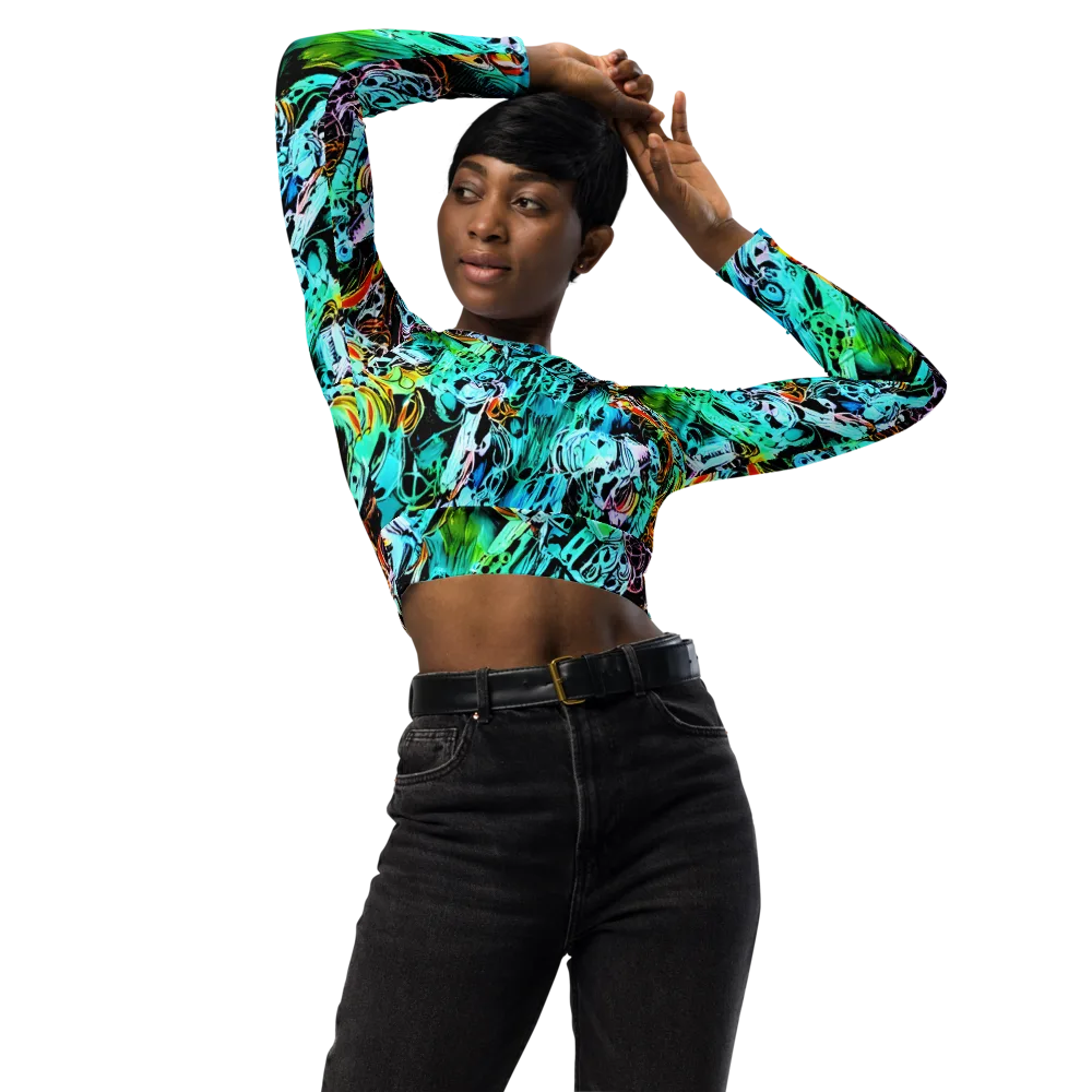 Color After Dark on Long Sleeve Crop Top — Front