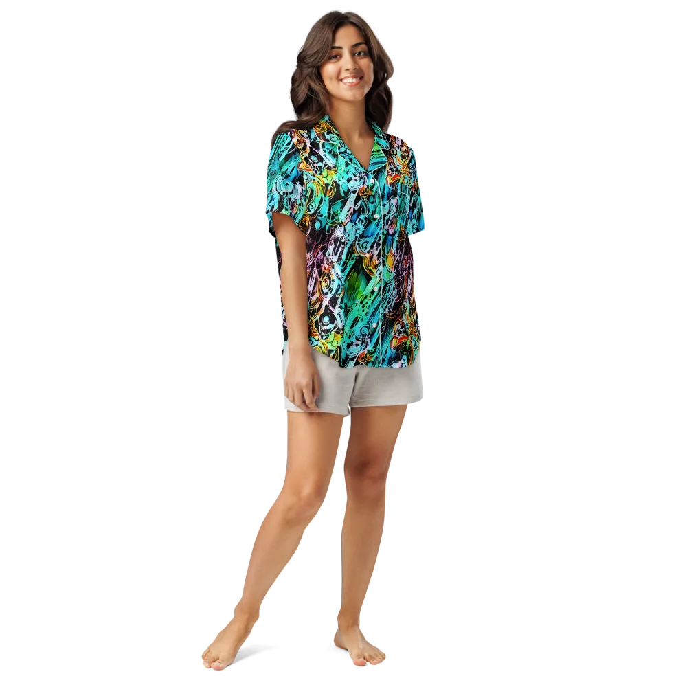 Color After Dark on Women's Short Sleeve Pajama Top — Front