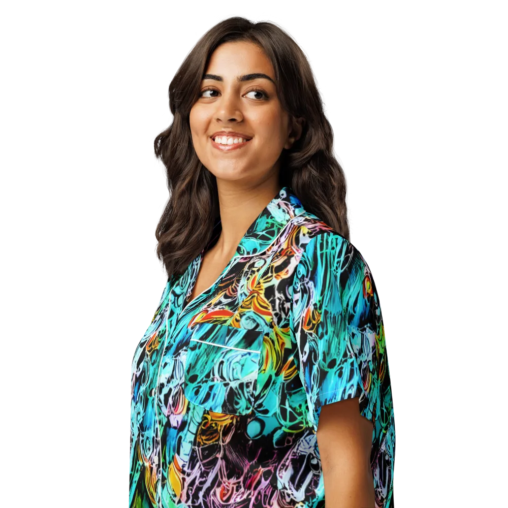 Color After Dark on Women's Short Sleeve Pajama Top — Left Front