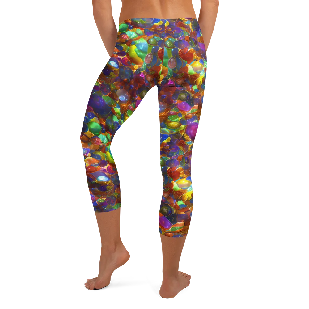 Prismatic Pebble Riot on Capri Leggings — Back