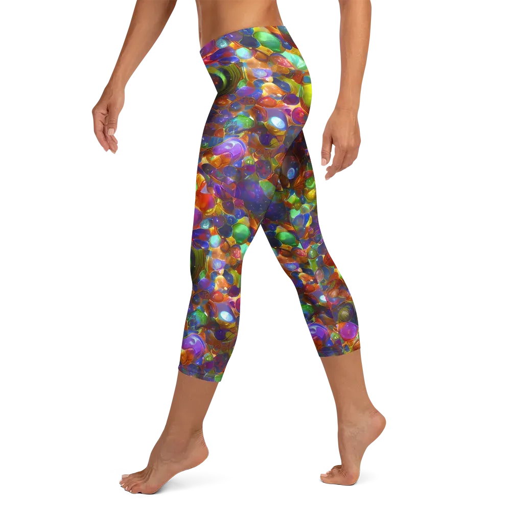 Prismatic Pebble Riot on Capri Leggings — Left