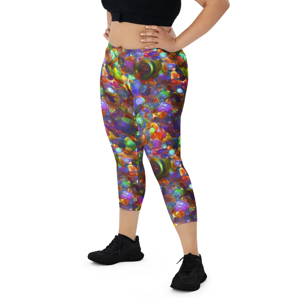 Prismatic Pebble Riot on Capri Leggings — Front
