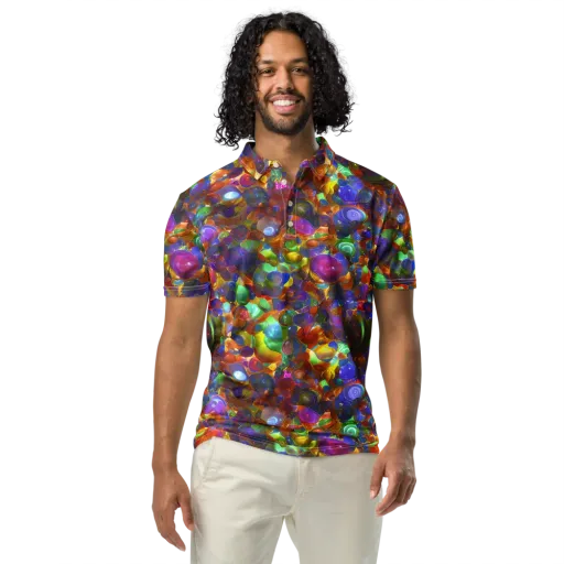 Prismatic Pebble Riot on a Men's Slim Fit Polo Shirt