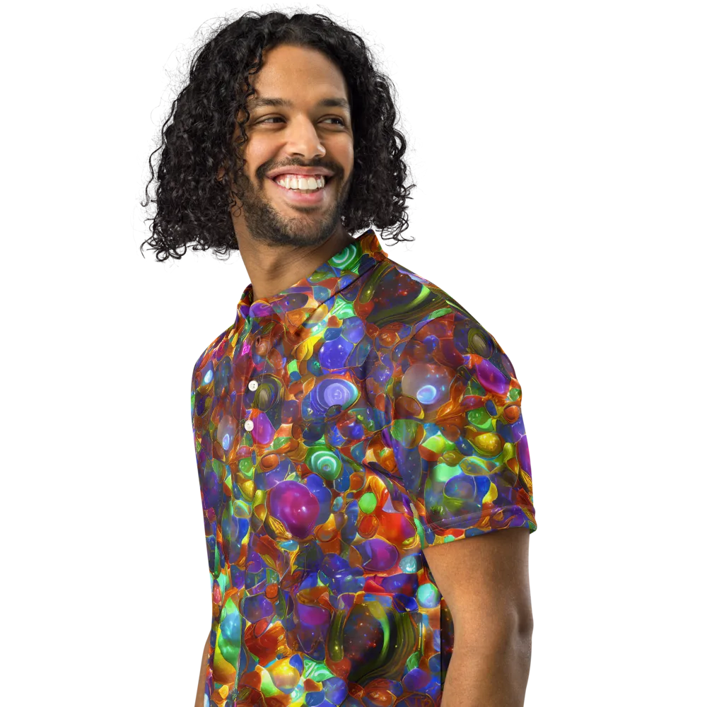 Prismatic Pebble Riot on Men's Slim Fit Polo Shirt — Left Front