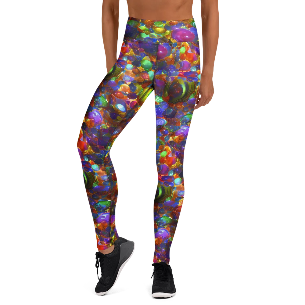 Prismatic Pebble Riot on Yoga Leggings — Front