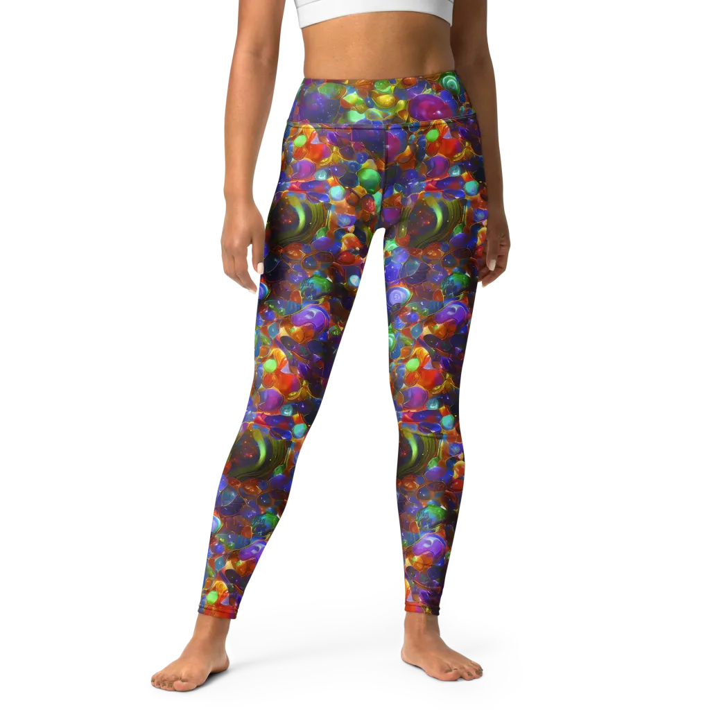 Prismatic Pebble Riot on Yoga Leggings — Front