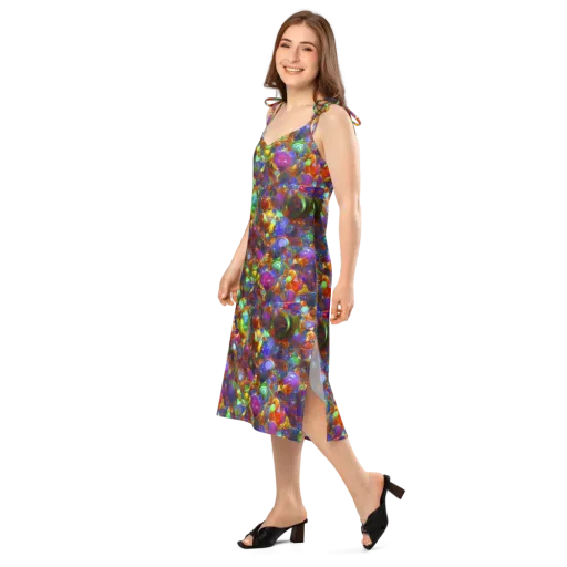 Prismatic Pebble Riot on a Slip Dress