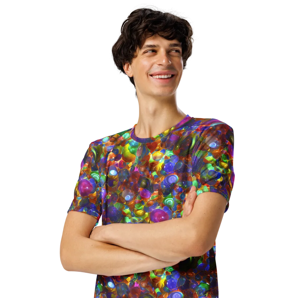 Prismatic Pebble Riot on Men's Crew Neck T-Shirt — Left Front