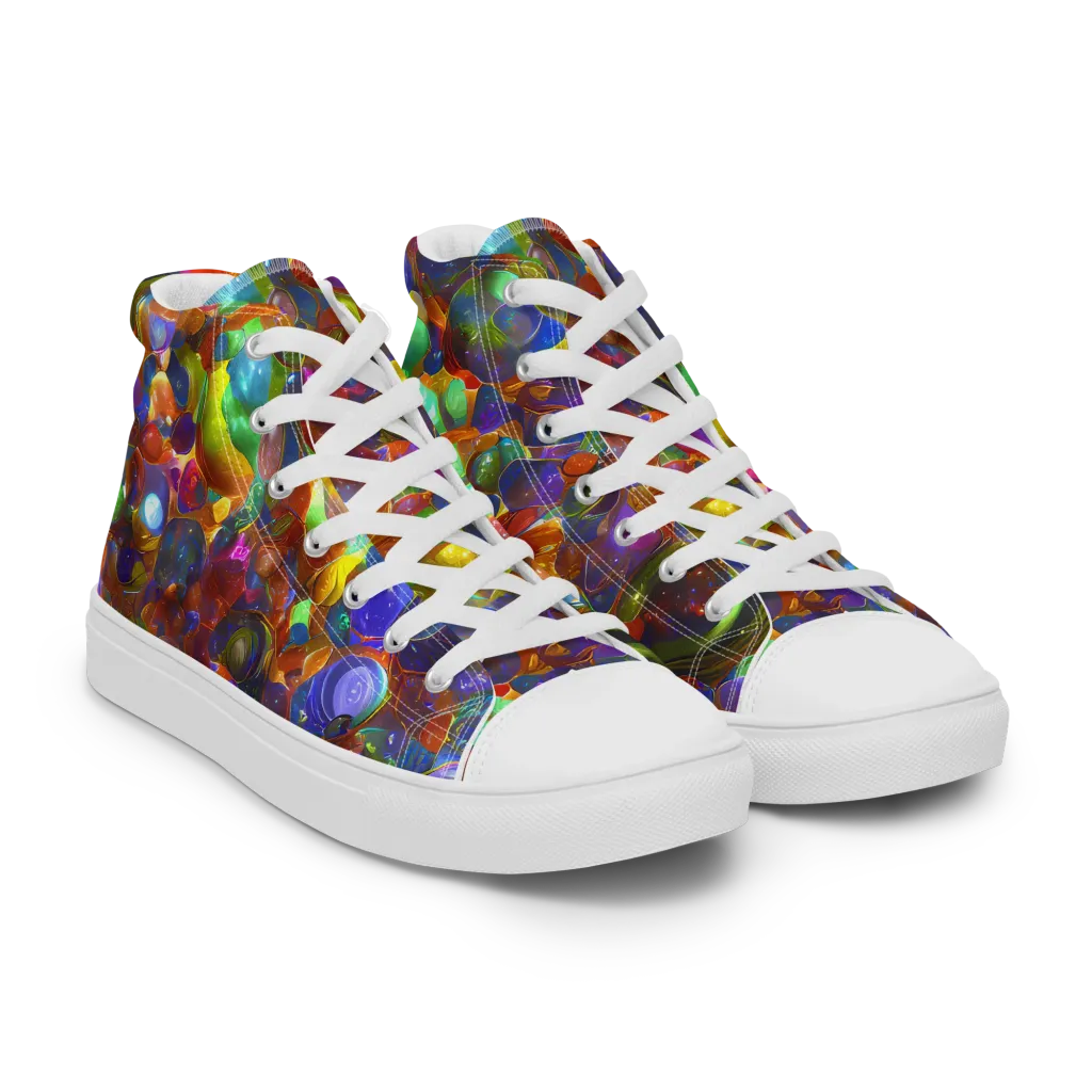Prismatic Pebble Riot on Men's High Top Canvas Shoes — Right Front