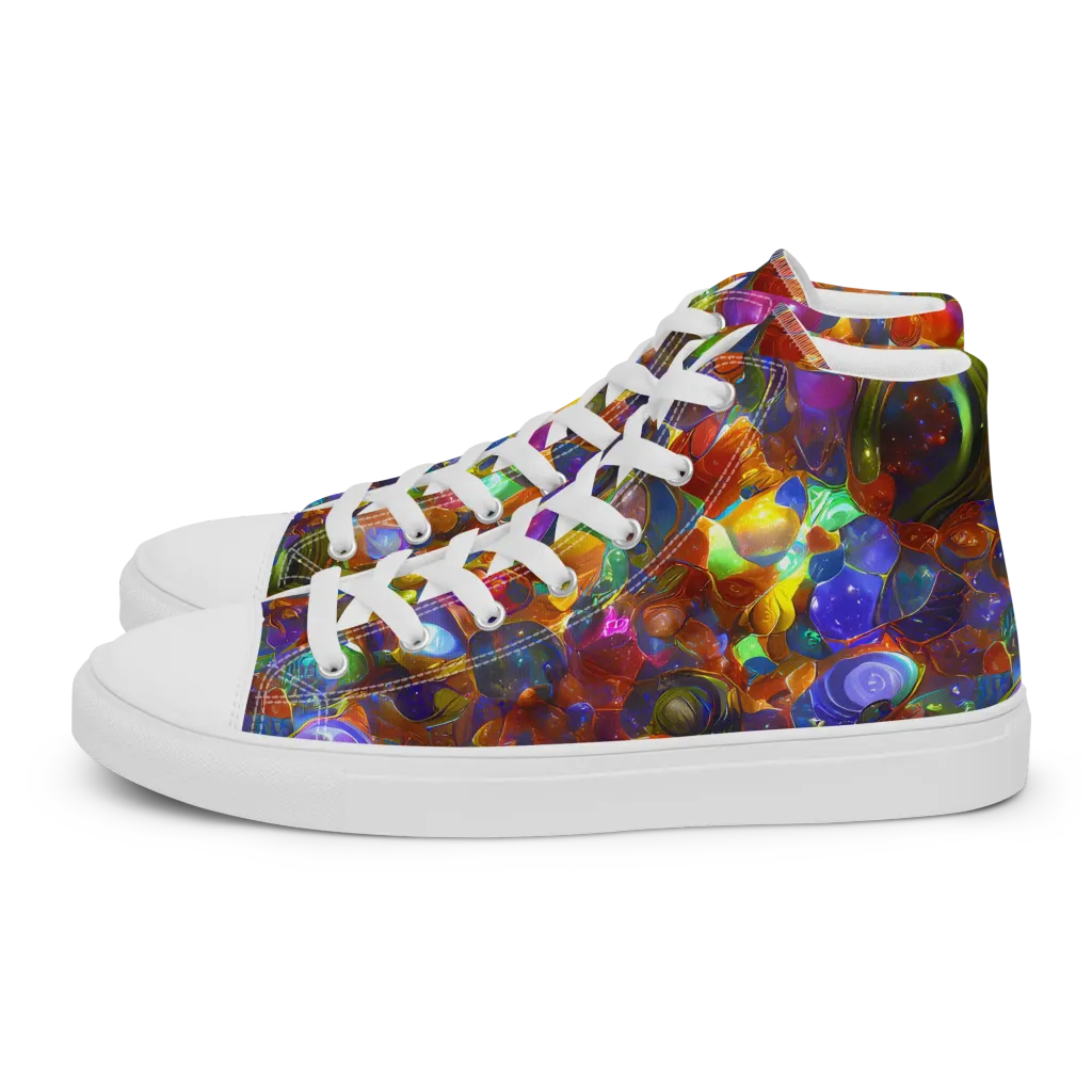 Prismatic Pebble Riot on Men's High Top Canvas Shoes — Left