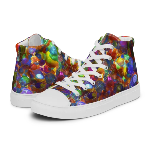 Prismatic Pebble Riot on a Men's High Top Canvas Shoes
