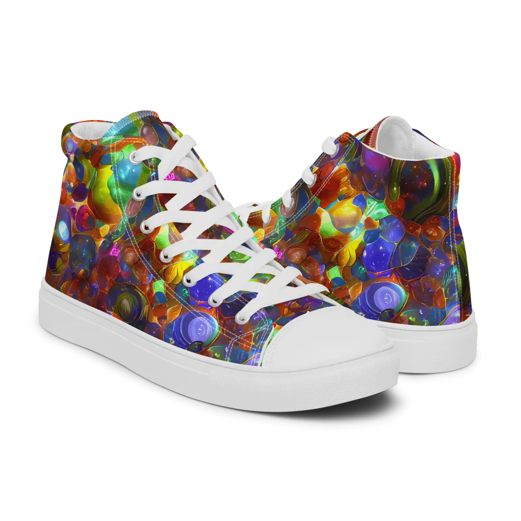Prismatic Pebble Riot on Men's High Top Canvas Shoes — Right