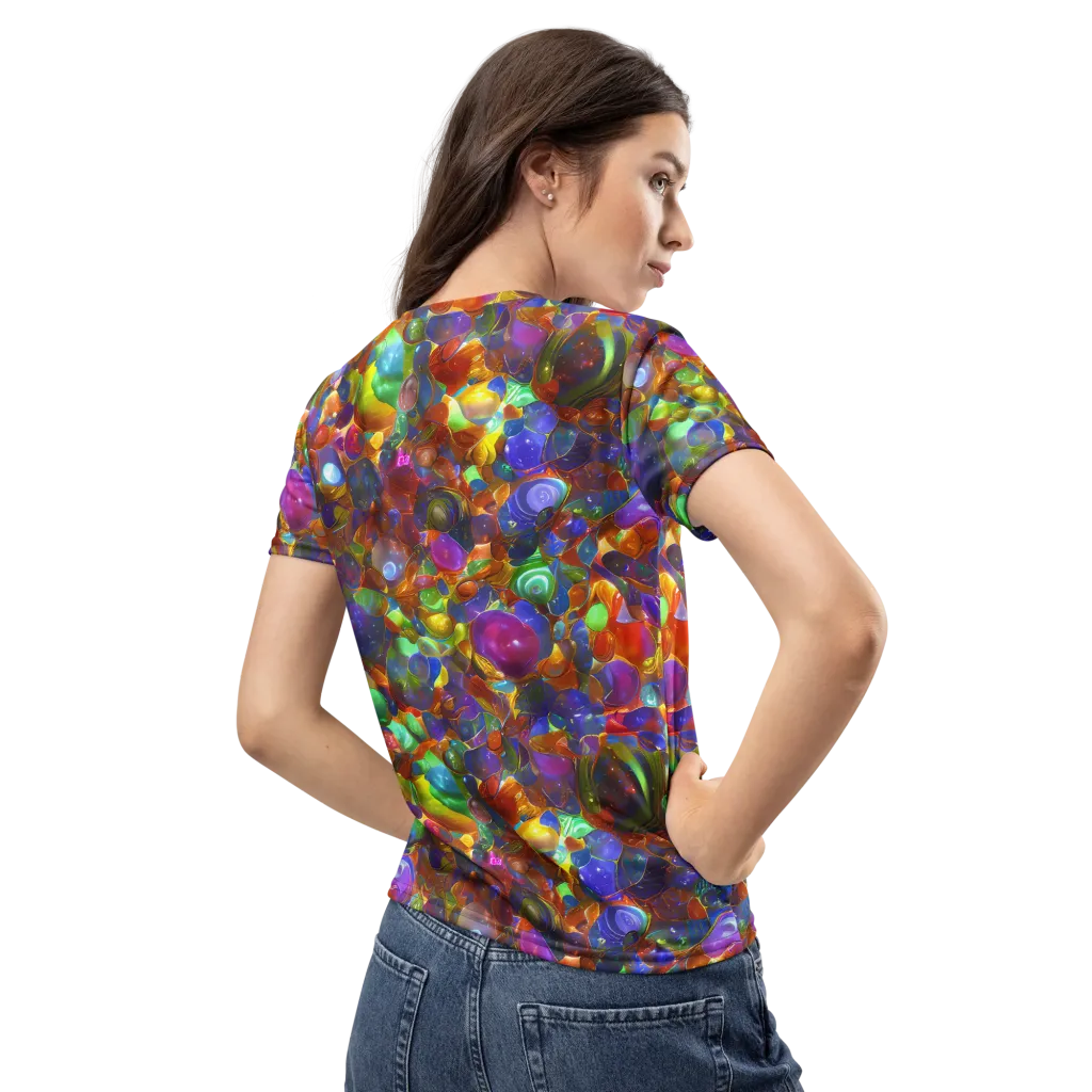 Prismatic Pebble Riot on Women's Crew Neck T-Shirt — Back