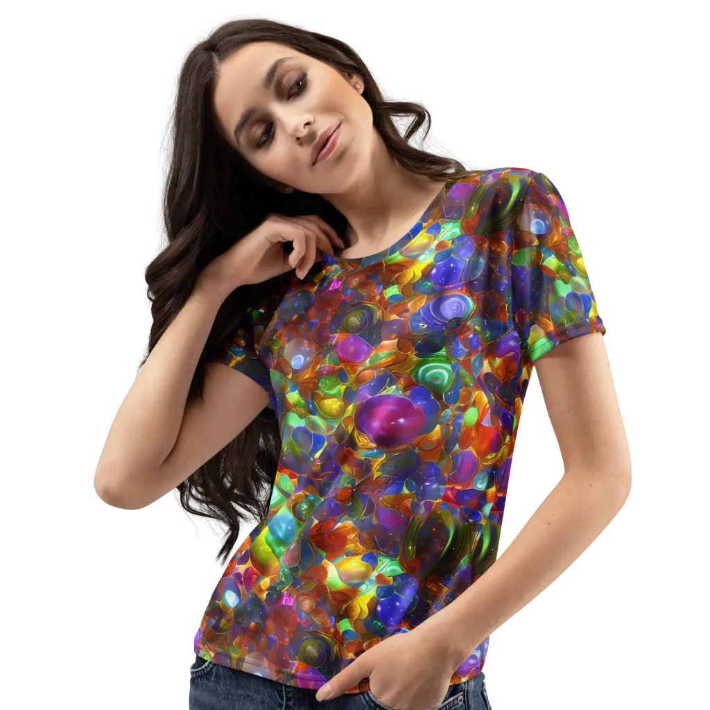 Prismatic Pebble Riot on Women's Crew Neck T-Shirt — Left Front