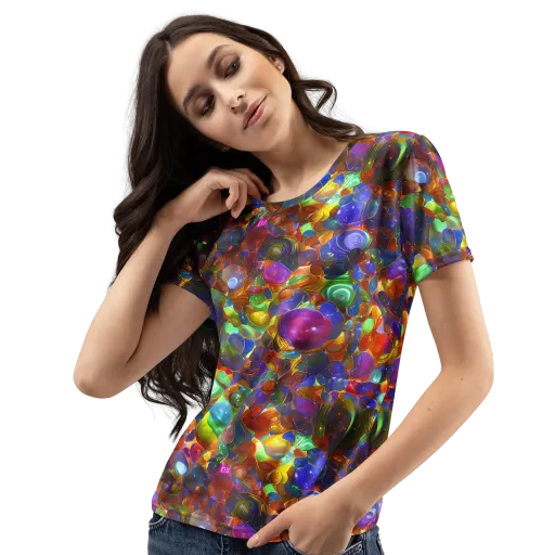 Prismatic Pebble Riot on a Women's Crew Neck T-Shirt