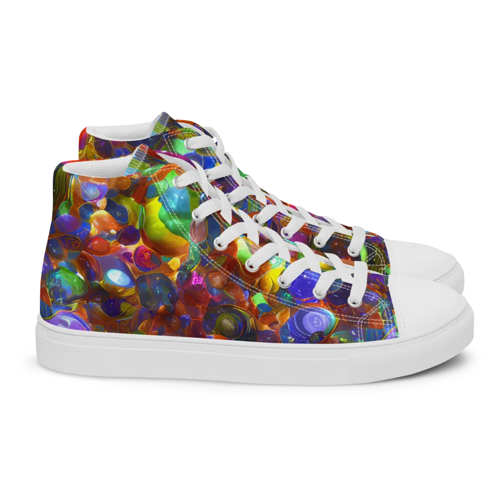 Prismatic Pebble Riot on Women's High Top Canvas Shoes — Right