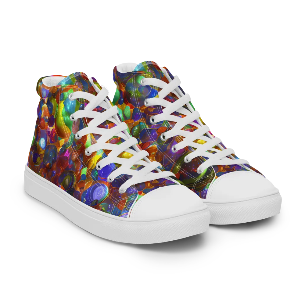 Prismatic Pebble Riot on Women's High Top Canvas Shoes — Right Front
