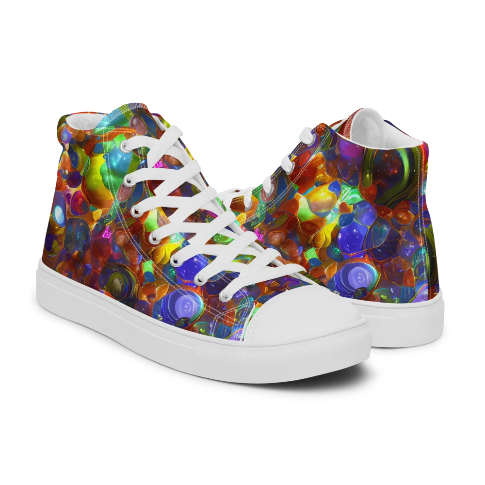Prismatic Pebble Riot on Women's High Top Canvas Shoes — Right