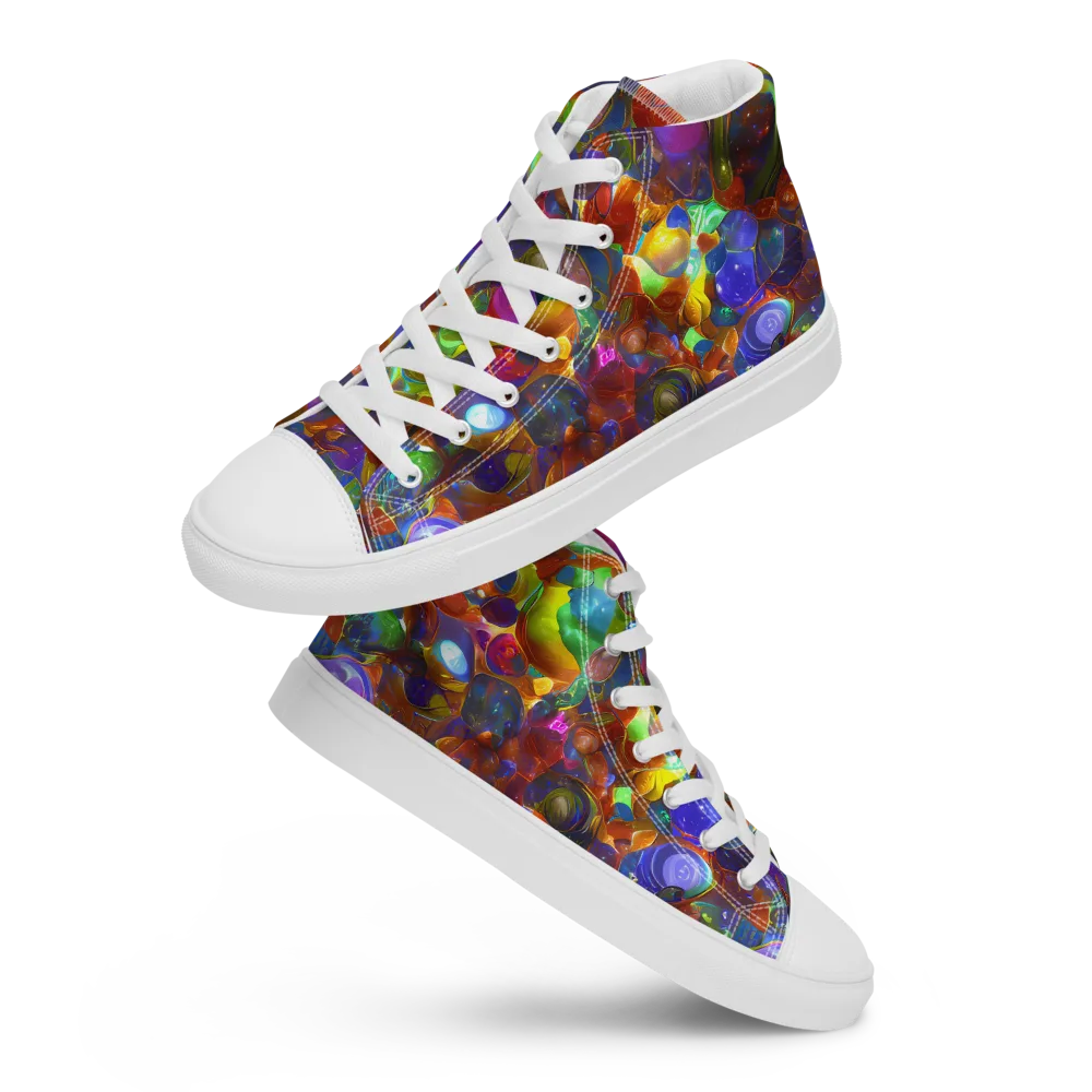 Prismatic Pebble Riot on Women's High Top Canvas Shoes — Front