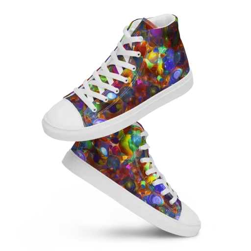 Prismatic Pebble Riot on a Women's High Top Canvas Shoes