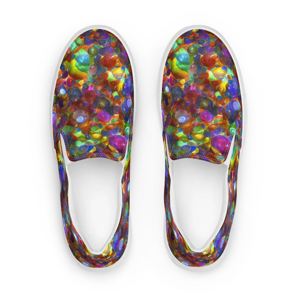 Prismatic Pebble Riot on Men's Slip-On Canvas Shoes — Front
