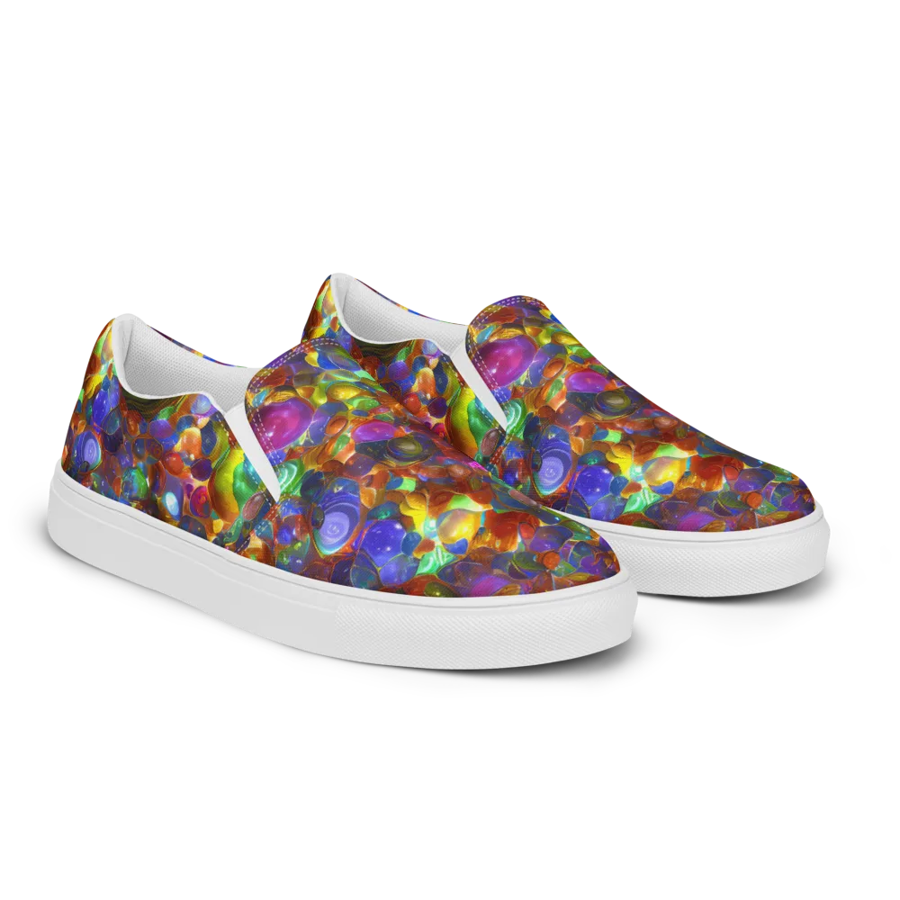 Prismatic Pebble Riot on Men's Slip-On Canvas Shoes — Right Front