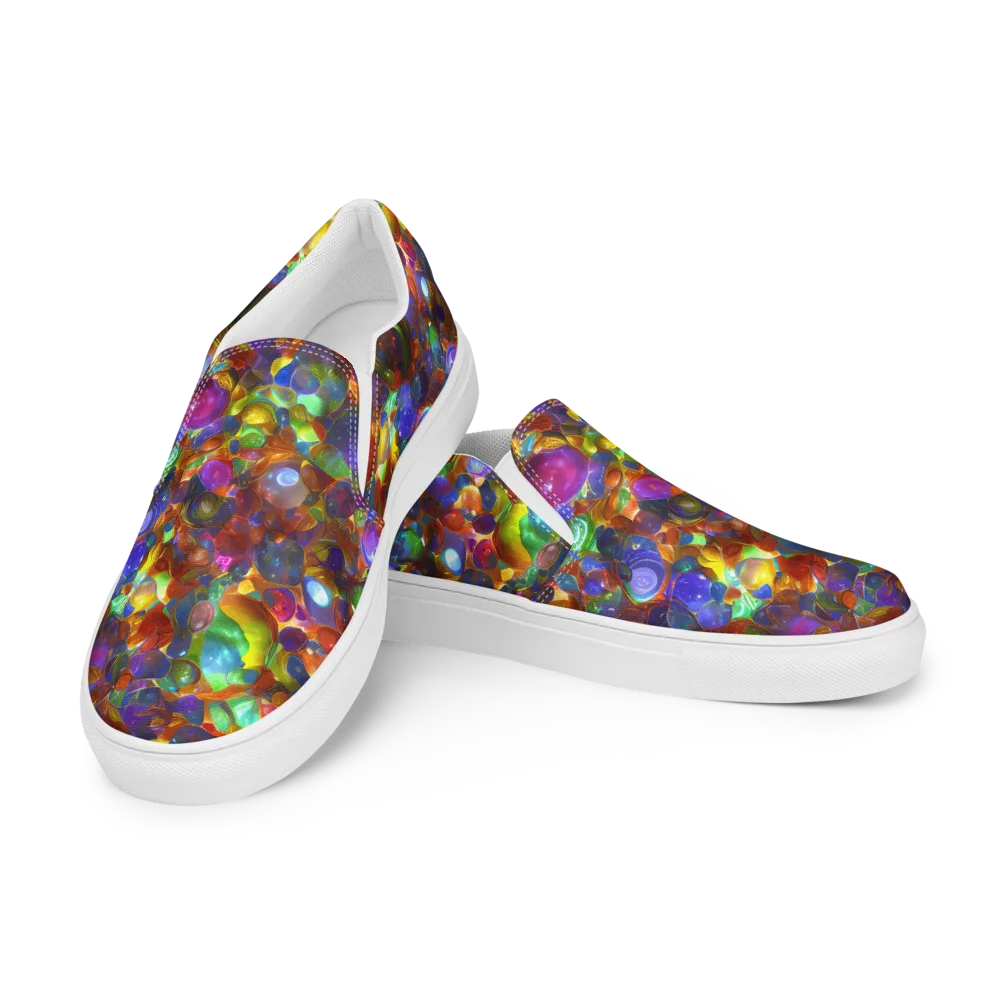Prismatic Pebble Riot on Men's Slip-On Canvas Shoes — Left Front