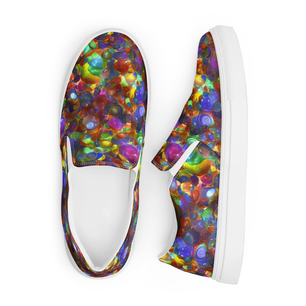 Prismatic Pebble Riot on Men's Slip-On Canvas Shoes — Front
