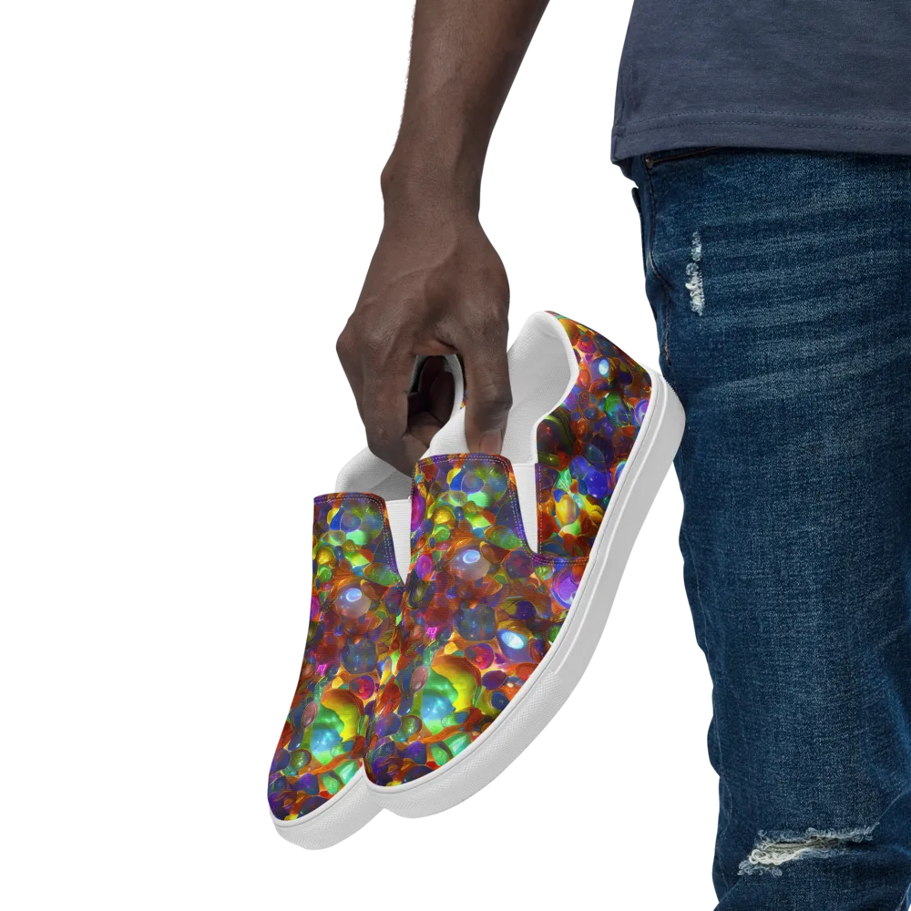Prismatic Pebble Riot on Men's Slip-On Canvas Shoes — Left Front