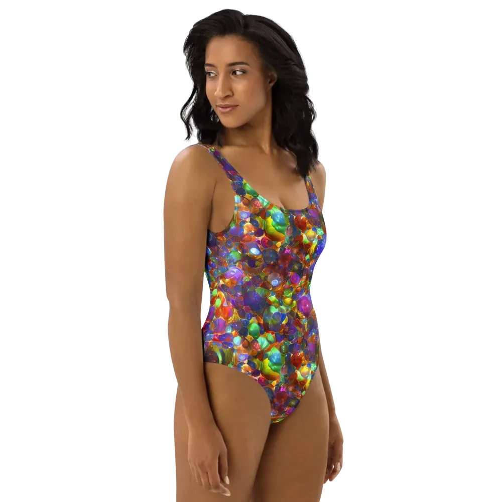 Prismatic Pebble Riot on One-Piece Swimsuit — Right