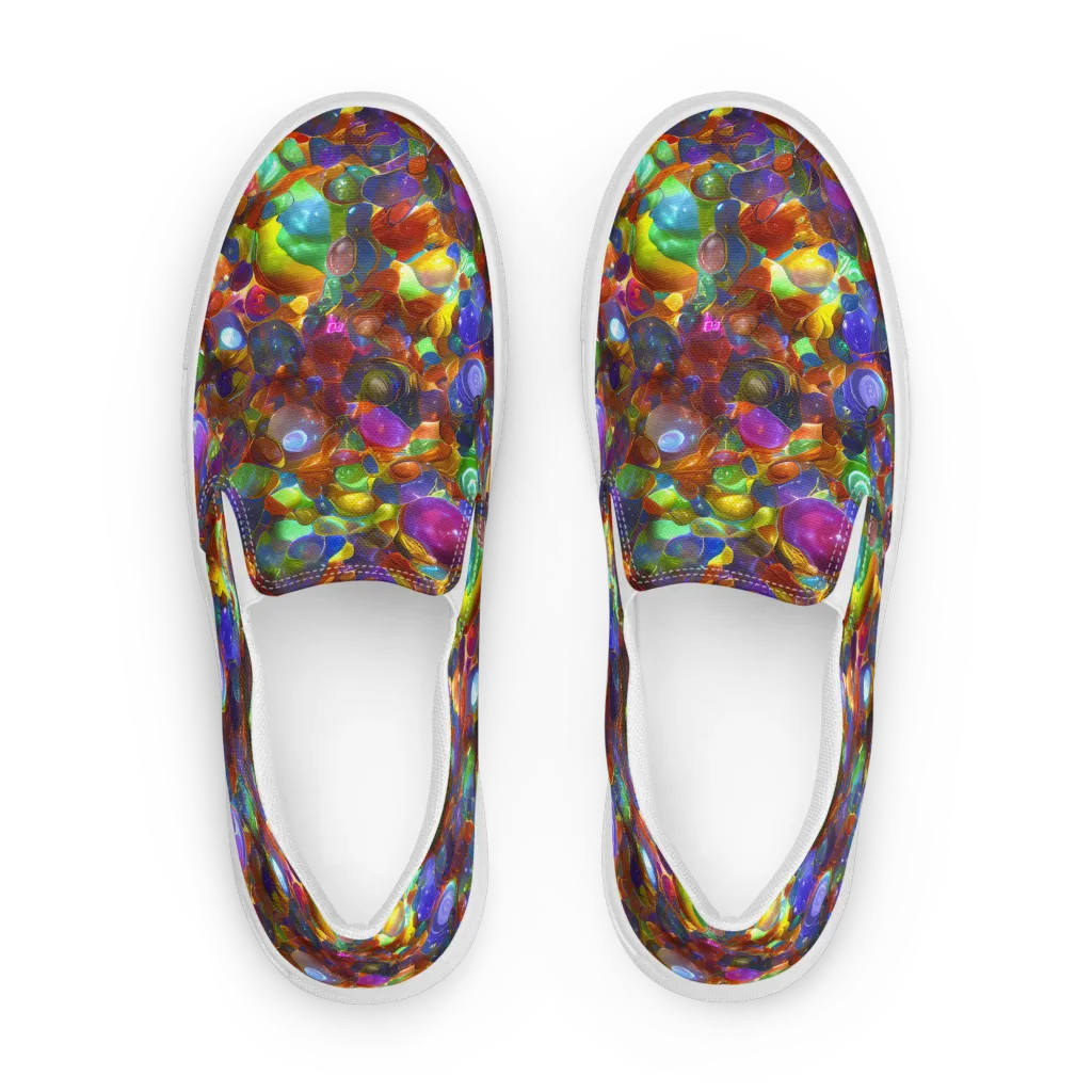 Prismatic Pebble Riot on Women's Slip-On Canvas Shoes — Front