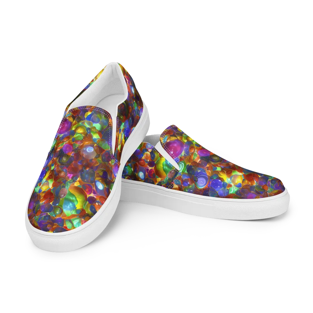 Prismatic Pebble Riot on Women's Slip-On Canvas Shoes — Left Front