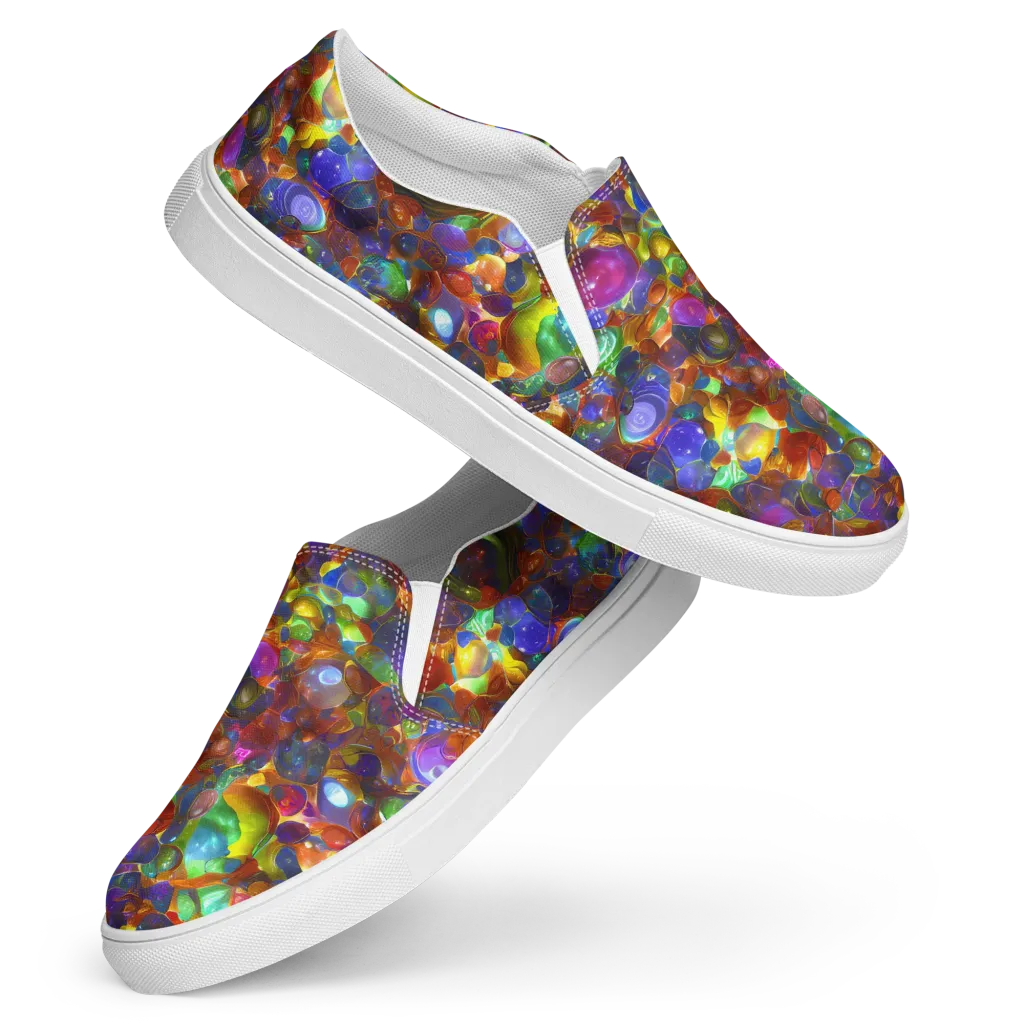 Prismatic Pebble Riot on Women's Slip-On Canvas Shoes — Front
