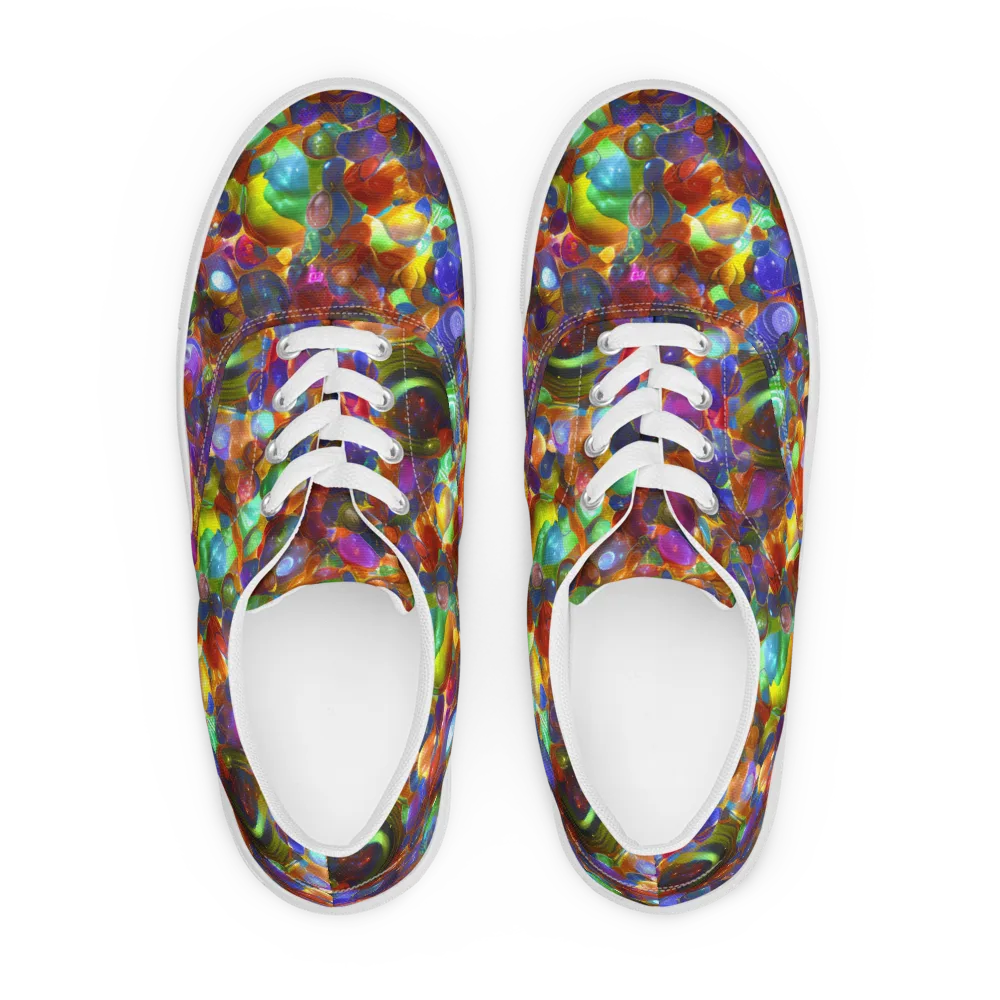 Prismatic Pebble Riot on Men's Lace-Up Canvas Shoes — Front
