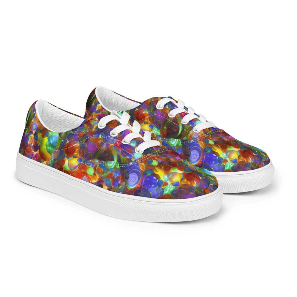 Prismatic Pebble Riot on Men's Lace-Up Canvas Shoes — Right Front