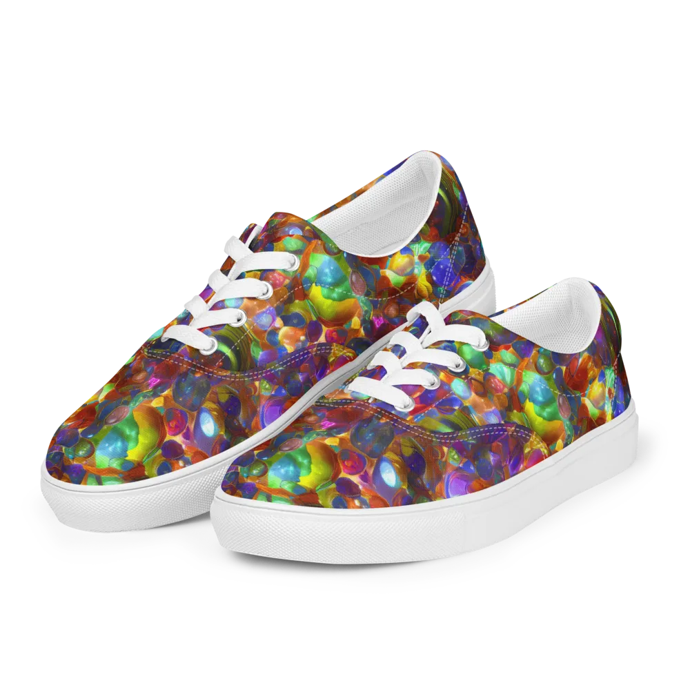 Prismatic Pebble Riot on Men's Lace-Up Canvas Shoes — Left Front