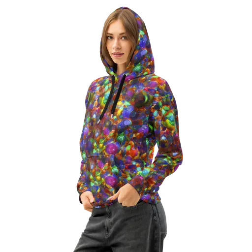 Prismatic Pebble Riot on a Cotton Hoodie