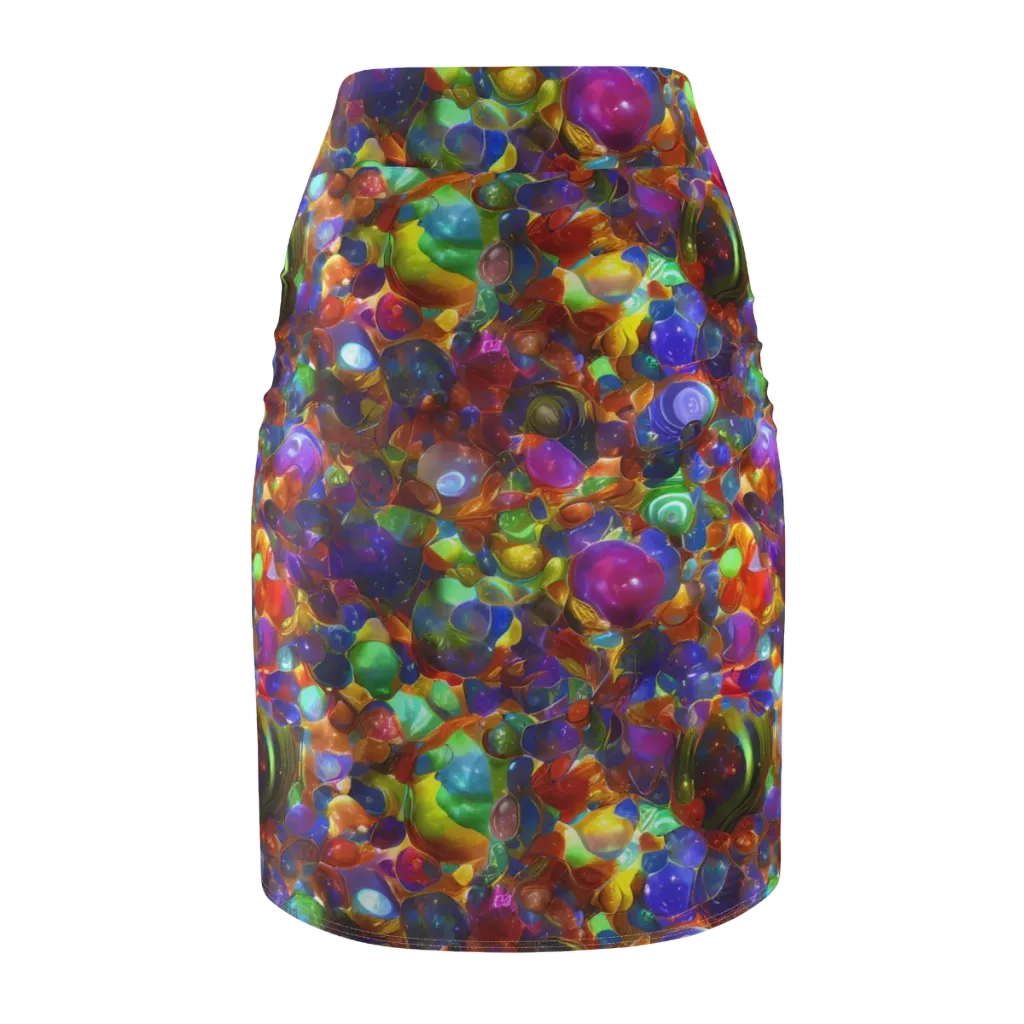 Prismatic Pebble Riot on Pencil Skirt — Back